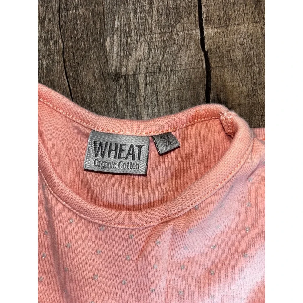 Wheat Organic Cotton Baby Girl Pink Silver Glitter Polka Dot Dress 9M 74